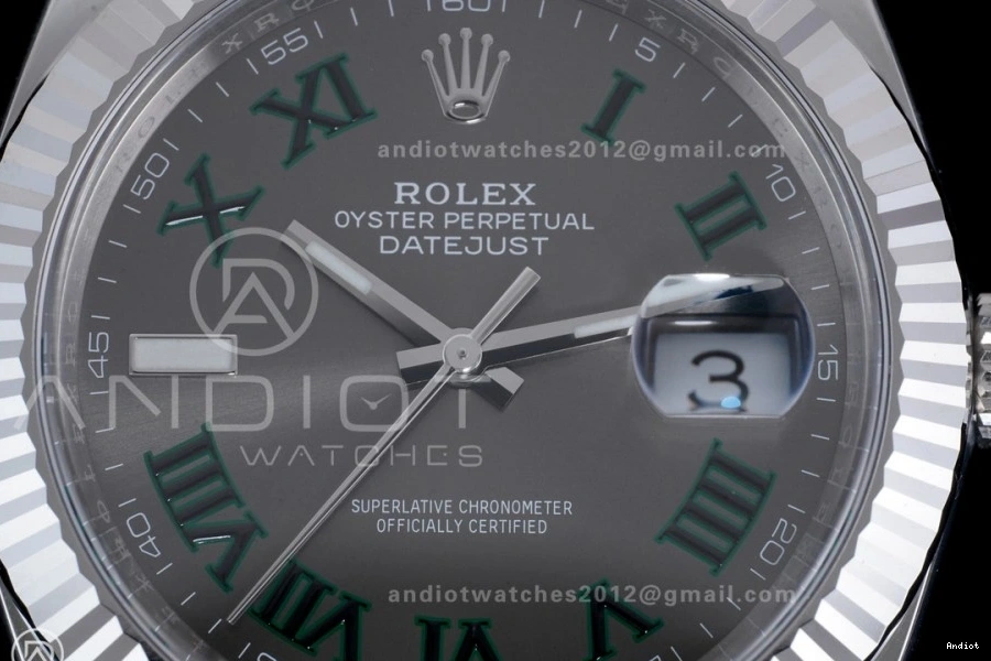 Green 1:1 Edition 904L Datejust Best SS on Gray Bracelet Dial 41 Clean Roman SS SH3235 Steel 0511